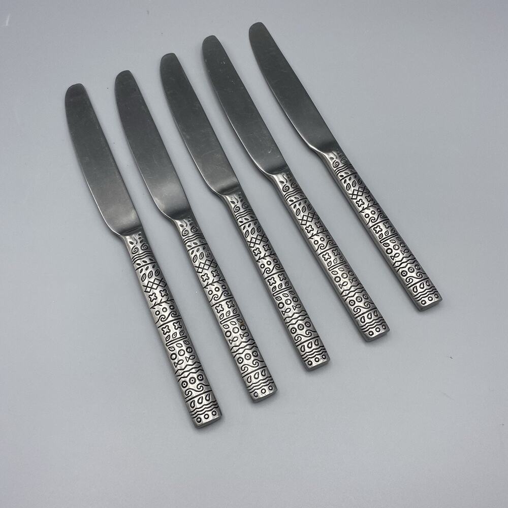 Cambridge SEVILLA 5pcs Dinner Knives Stainless Geometric Flatware‎ 9.25" Oval